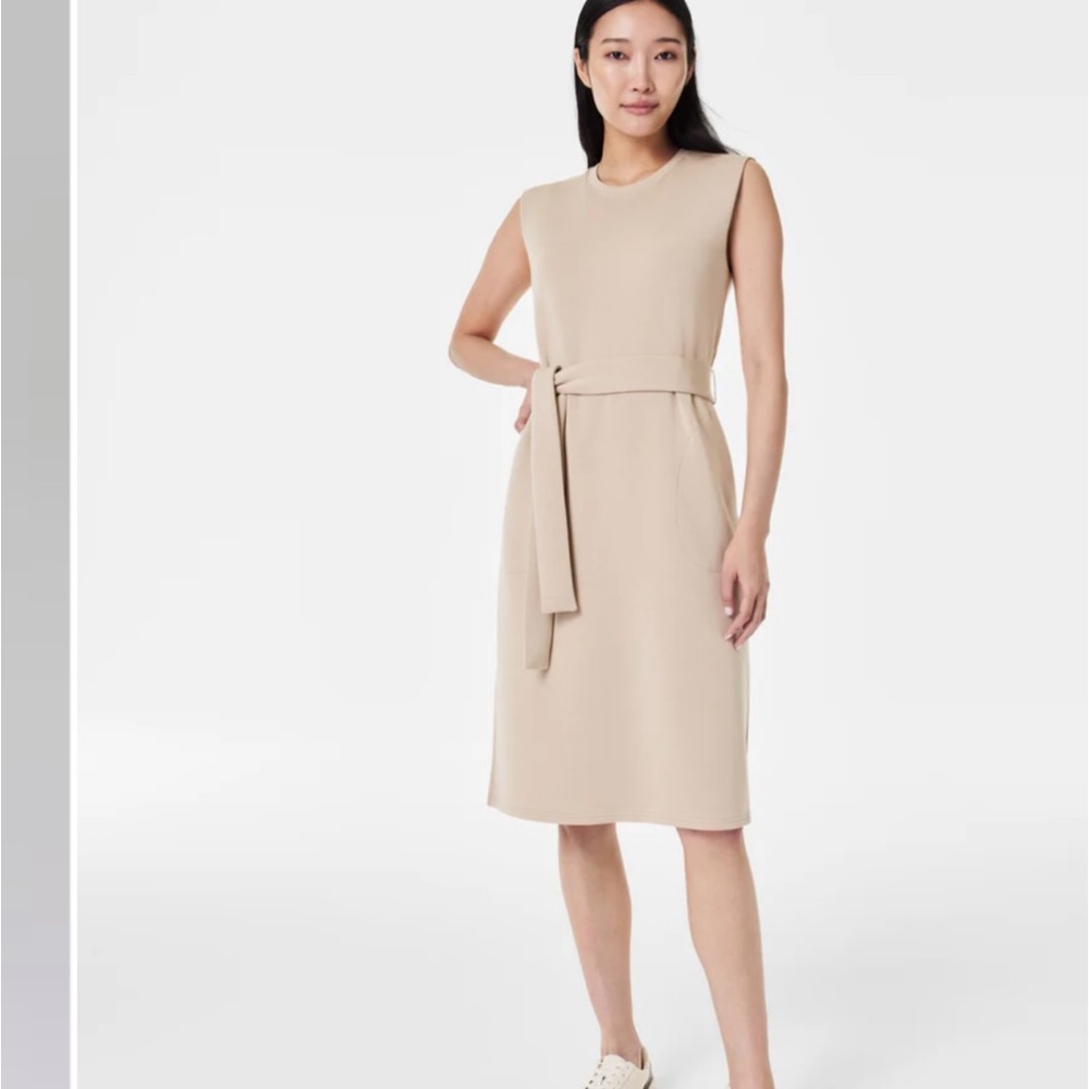 SPANX Tan Sleeveless Sheath Midi Dress for Work